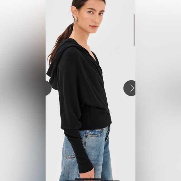 NWT $425 Simkhai Riley Black Wrap Hoodie Size M Wool Sweater - Picture 4 of 11